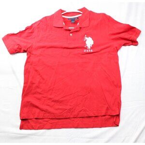 U.S. Polo Assn. Red Polo Shirt Mens Large 100% Cotton Embroidered Logo Short Sle